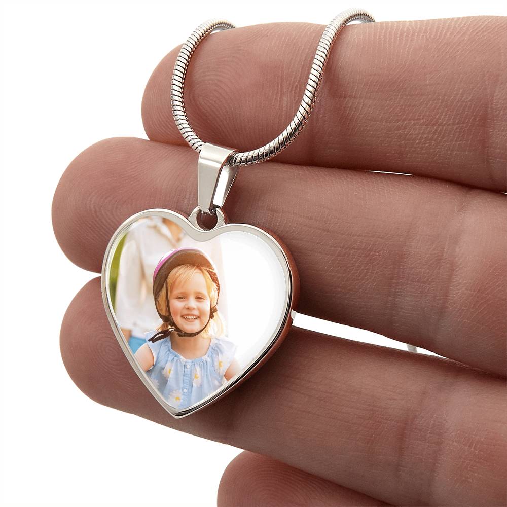 Custom Photo Heart Necklace with Engraving – Personalized Gift for Her, Memorial, Anniversary, Birthday