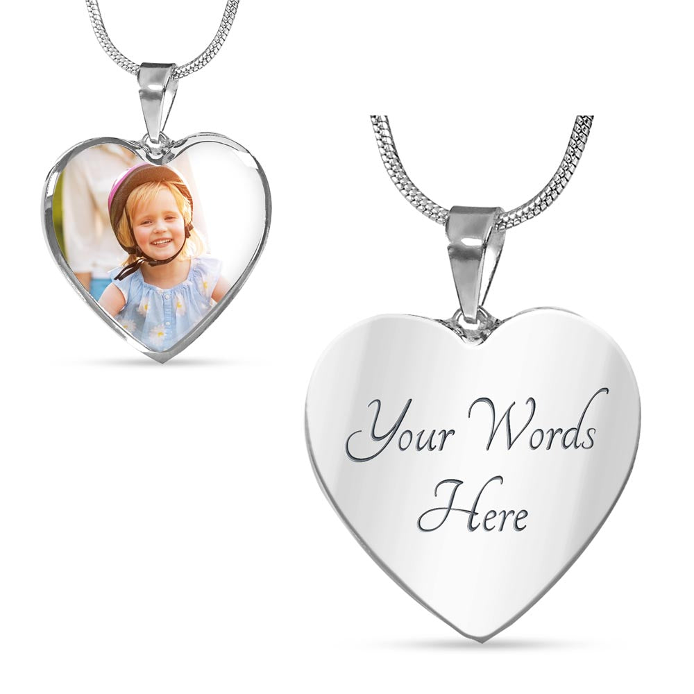 Custom Photo Heart Necklace with Engraving – Personalized Gift for Her, Memorial, Anniversary, Birthday
