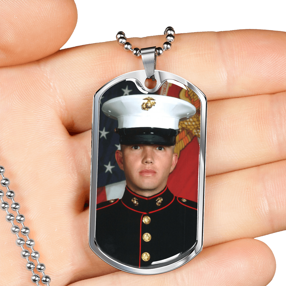 Buyer Upload Dog Tag Necklace with Engraving, Personalized Gift for Him or Her, Memorial Pendant, Custom Picture Necklace