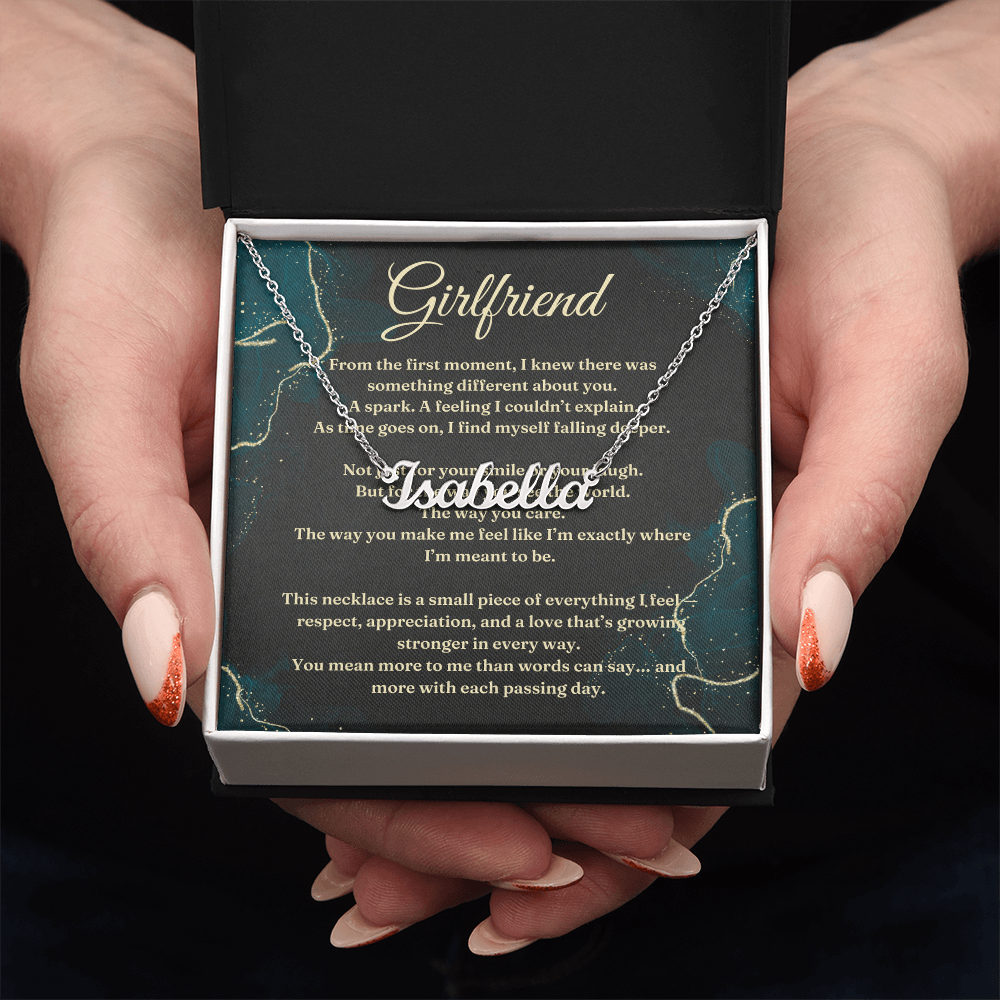 Custom Name Necklace with Gift Card – Personalized Script Pendant, Romantic Gift for Girlfriend