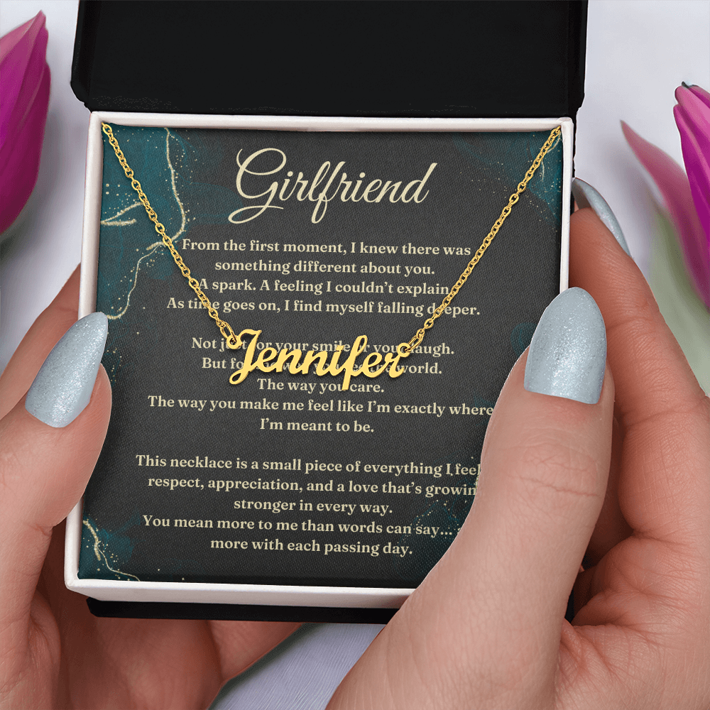 Custom Name Necklace with Gift Card – Personalized Script Pendant, Romantic Gift for Girlfriend