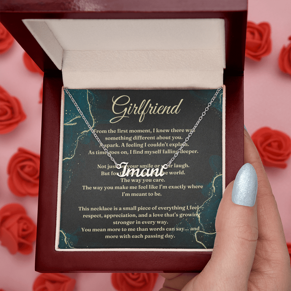 Custom Name Necklace with Gift Card – Personalized Script Pendant, Romantic Gift for Girlfriend