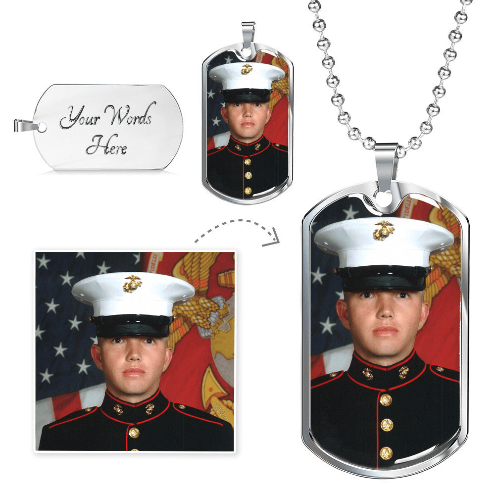 Buyer Upload Dog Tag Necklace with Engraving, Personalized Gift for Him or Her, Memorial Pendant, Custom Picture Necklace