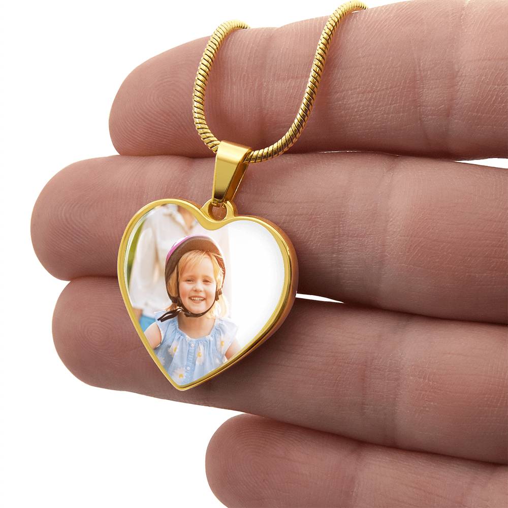 Custom Photo Heart Necklace with Engraving – Personalized Gift for Her, Memorial, Anniversary, Birthday