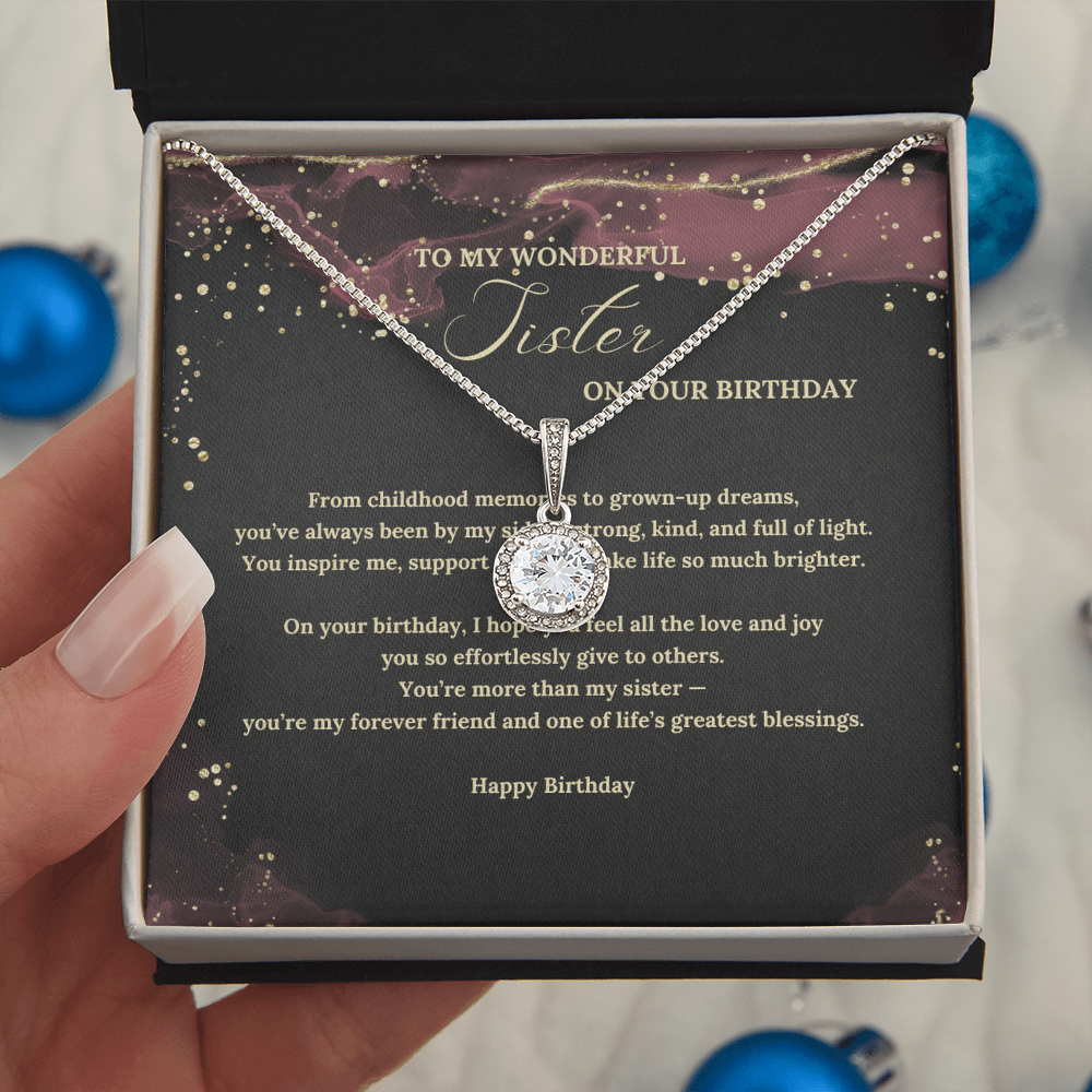 Eternal Hope Necklace for Sister – Meaningful Birthday Gift from Brother or Sister – Elegant Jewelry with Message Card