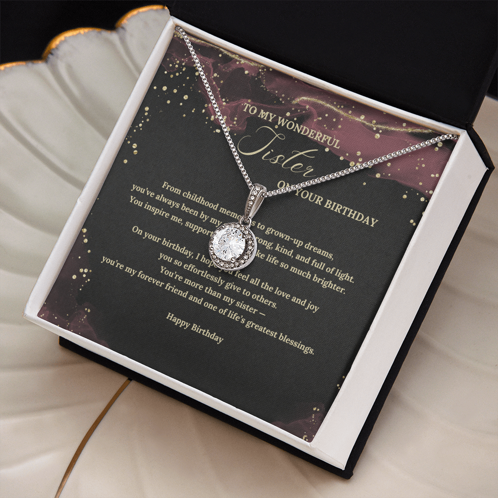 Eternal Hope Necklace for Sister – Meaningful Birthday Gift from Brother or Sister – Elegant Jewelry with Message Card