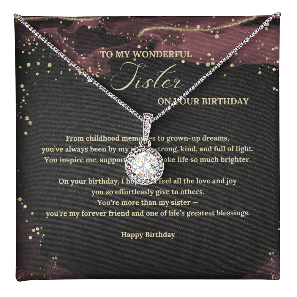 Eternal Hope Necklace for Sister – Meaningful Birthday Gift from Brother or Sister – Elegant Jewelry with Message Card