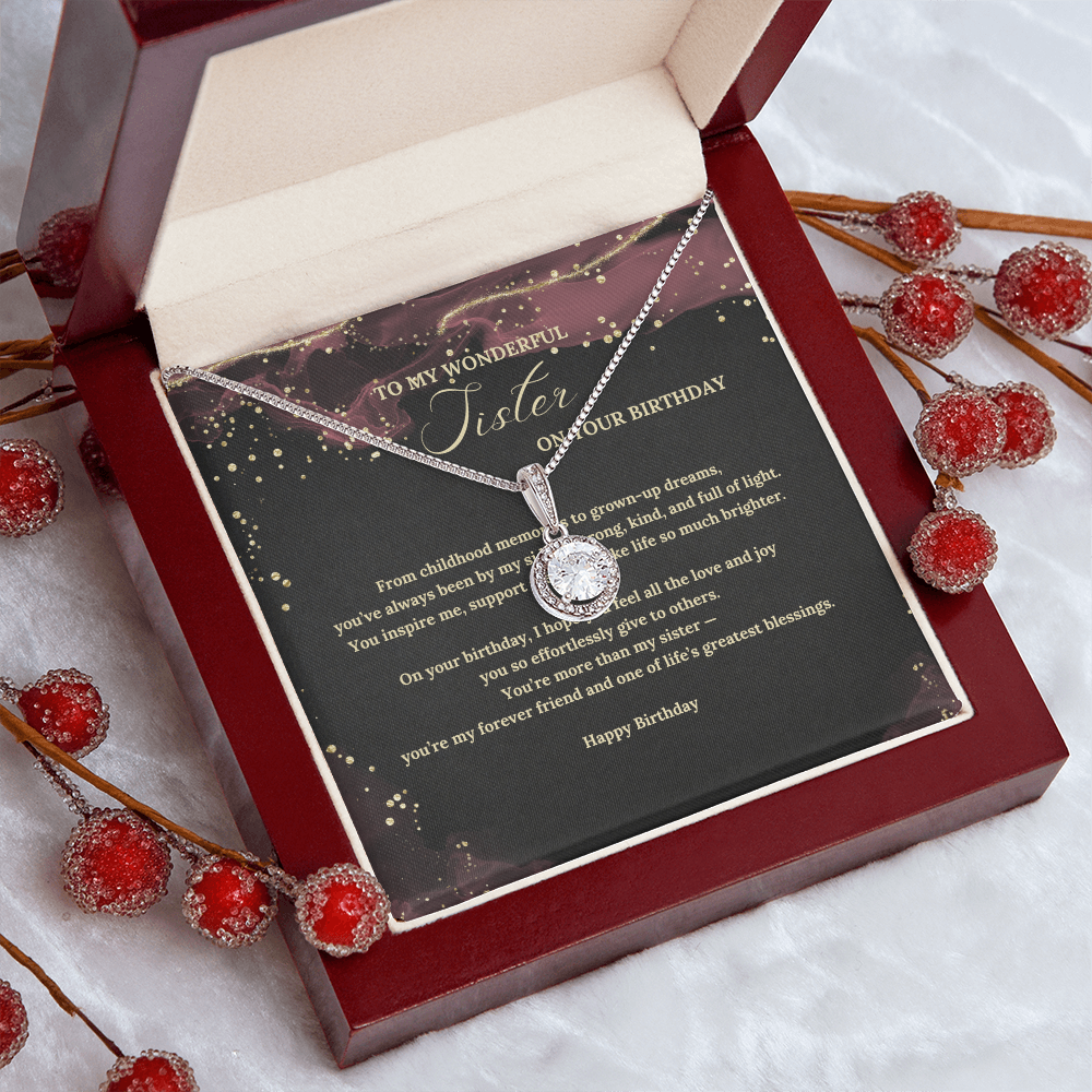 Eternal Hope Necklace for Sister – Meaningful Birthday Gift from Brother or Sister – Elegant Jewelry with Message Card