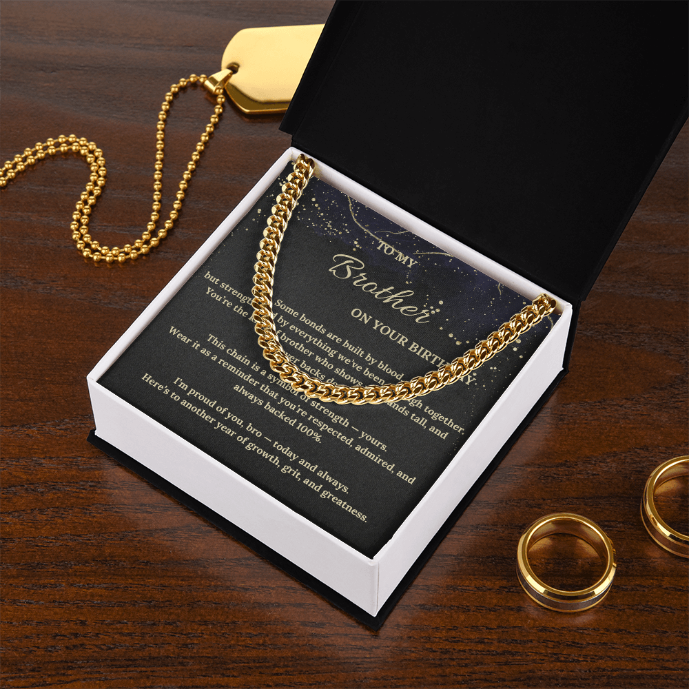Cuban Link Chain for Brother – Birthday Gift for Him – Stylish Men's Necklace – Brother Jewelry Present