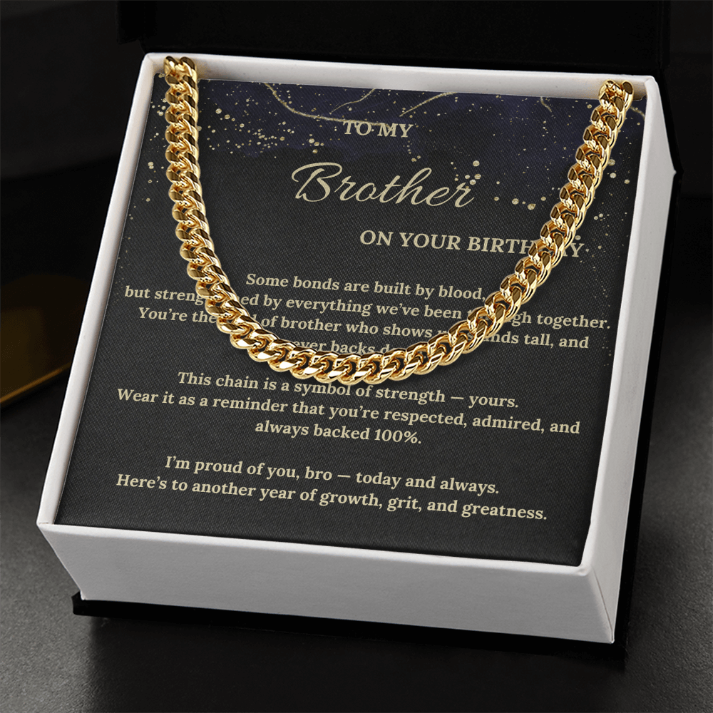 Cuban Link Chain for Brother – Birthday Gift for Him – Stylish Men's Necklace – Brother Jewelry Present