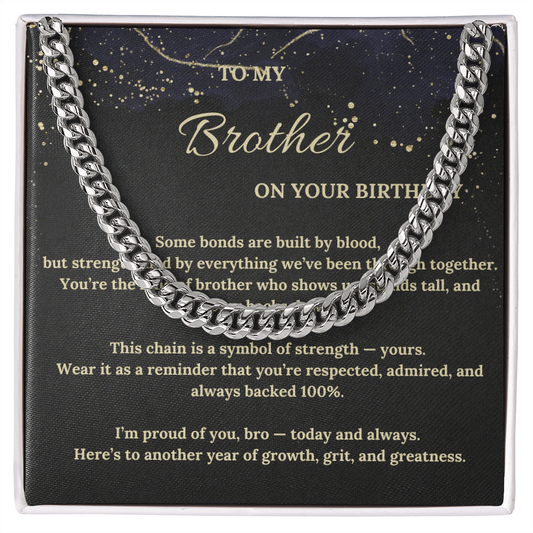 Cuban Link Chain for Brother – Birthday Gift for Him – Stylish Men's Necklace – Brother Jewelry Present