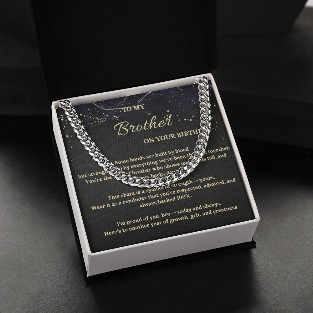 Cuban Link Chain for Brother – Birthday Gift for Him – Stylish Men's Necklace – Brother Jewelry Present