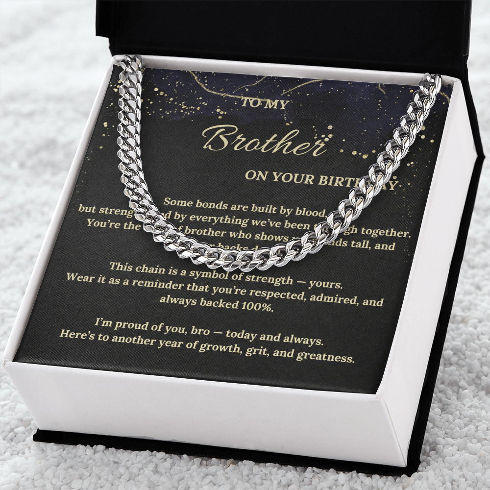 Cuban Link Chain for Brother – Birthday Gift for Him – Stylish Men's Necklace – Brother Jewelry Present