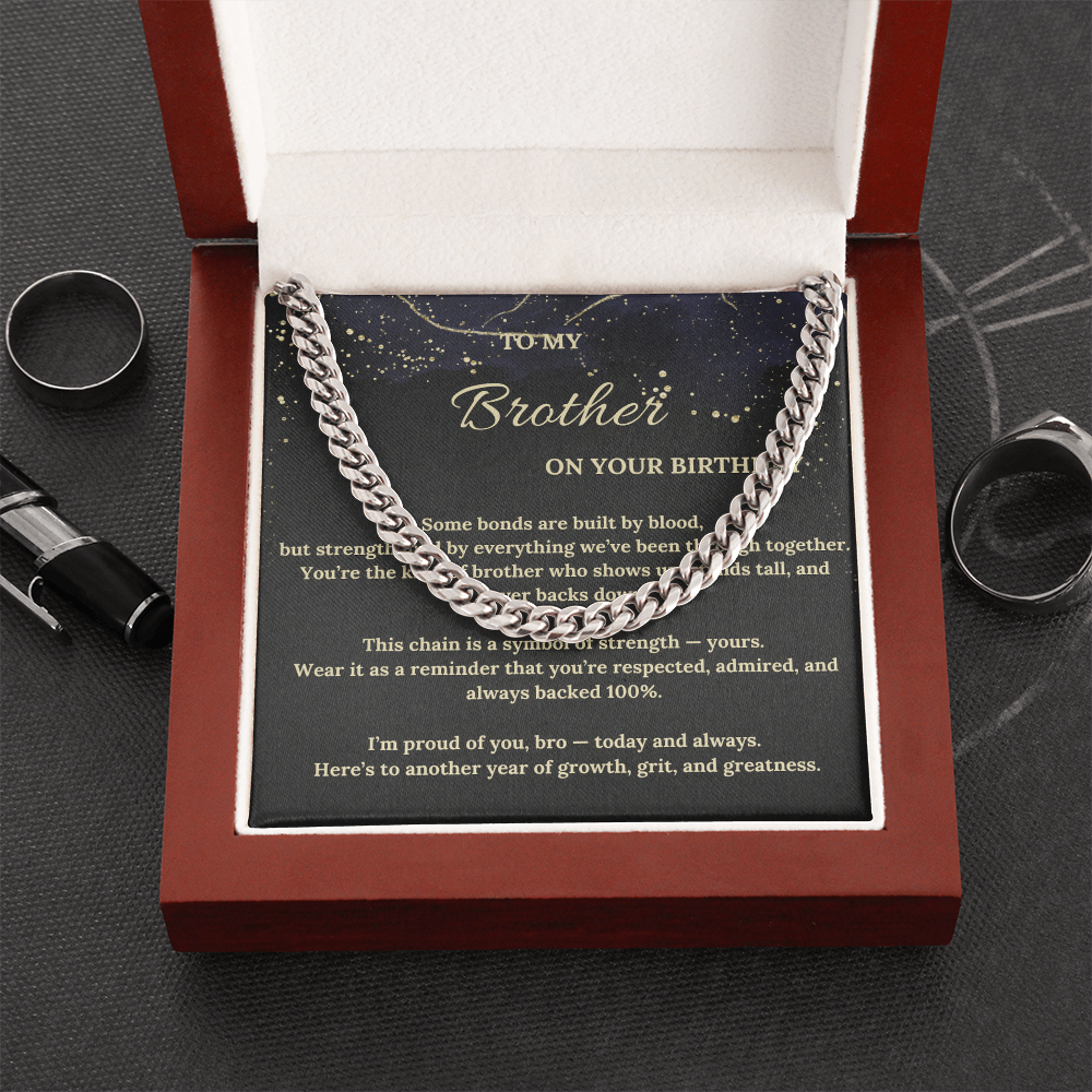Cuban Link Chain for Brother – Birthday Gift for Him – Stylish Men's Necklace – Brother Jewelry Present