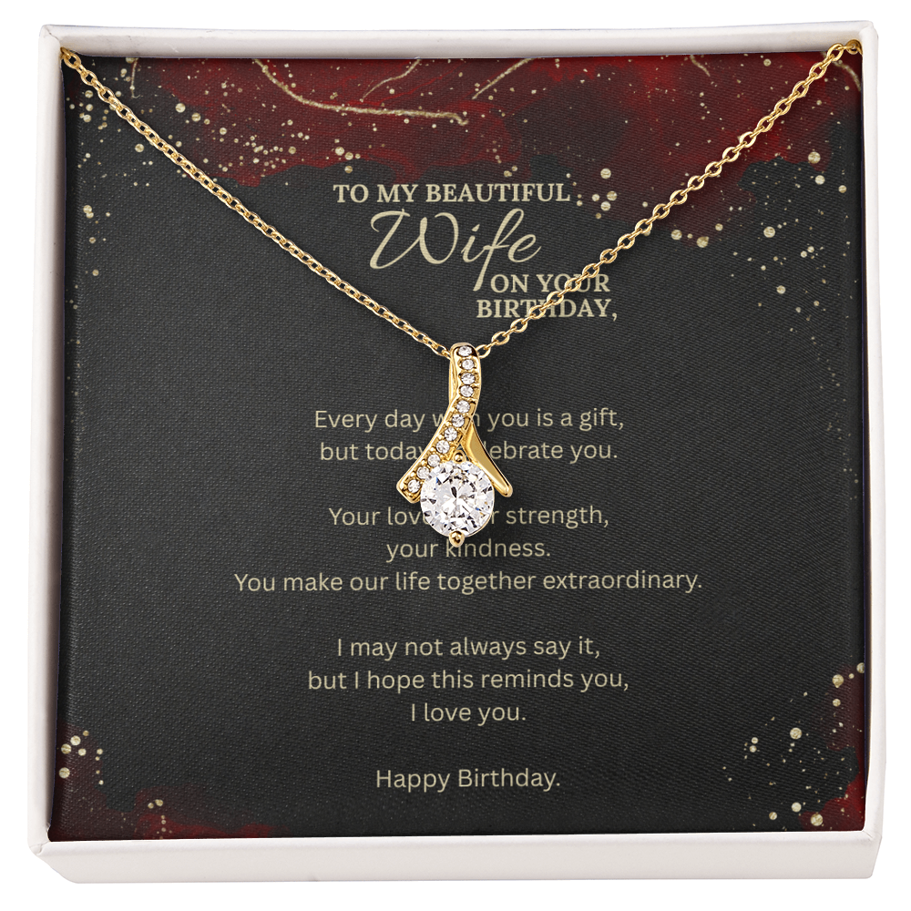 Birthday Gift for Wife – Alluring Beauty Necklace with Message Card – Romantic Jewelry for Her Special Day