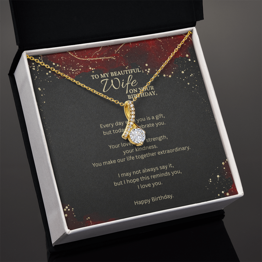 Birthday Gift for Wife – Alluring Beauty Necklace with Message Card – Romantic Jewelry for Her Special Day