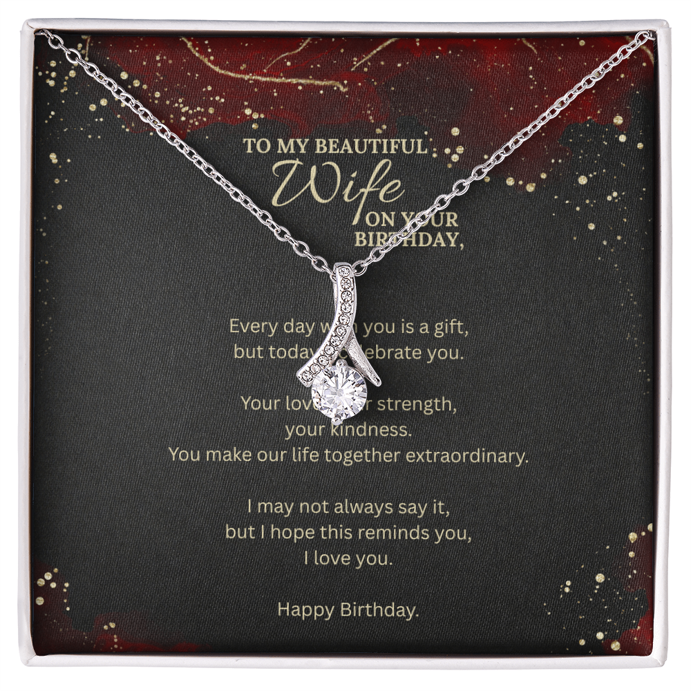 Birthday Gift for Wife – Alluring Beauty Necklace with Message Card – Romantic Jewelry for Her Special Day