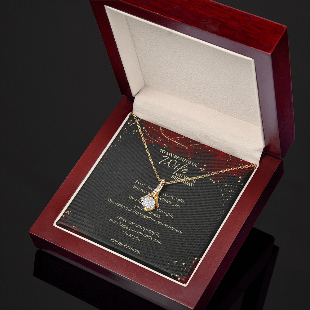 Birthday Gift for Wife – Alluring Beauty Necklace with Message Card – Romantic Jewelry for Her Special Day