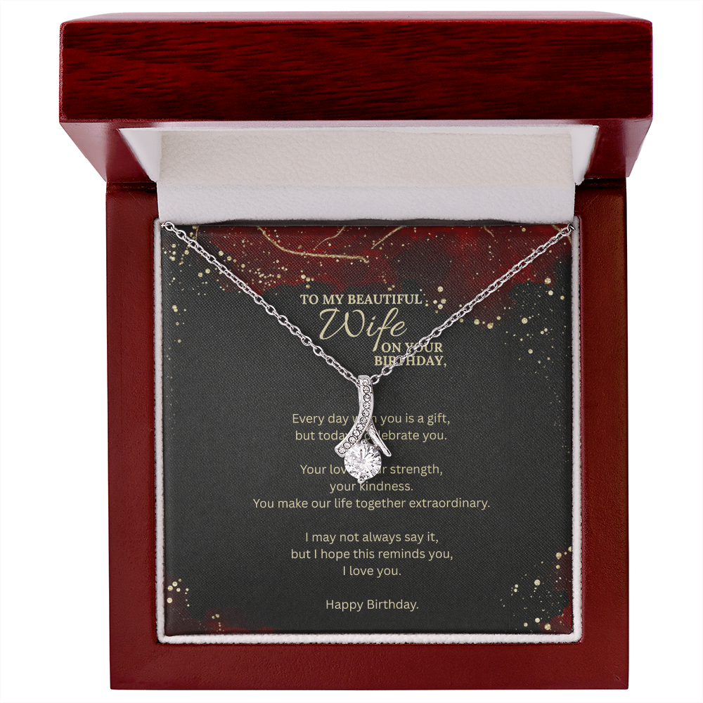 Birthday Gift for Wife – Alluring Beauty Necklace with Message Card – Romantic Jewelry for Her Special Day