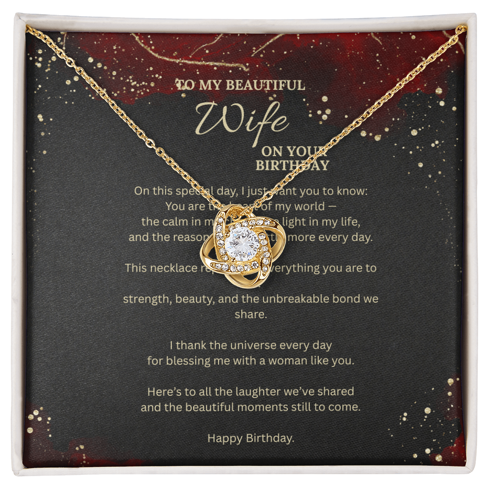 Love Knot Necklace Gift for Wife – Romantic Jewelry Birthday Gift with Message Card