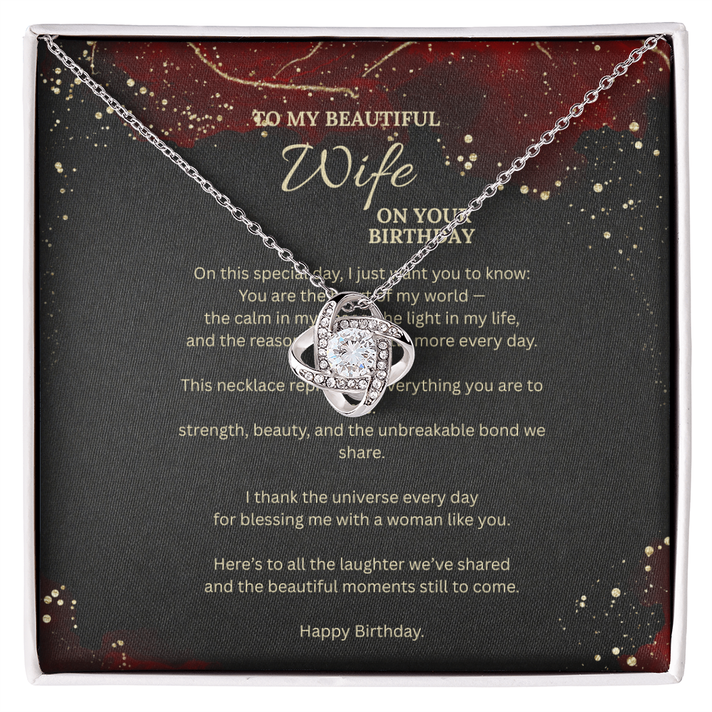 Love Knot Necklace Gift for Wife – Romantic Jewelry Birthday Gift with Message Card