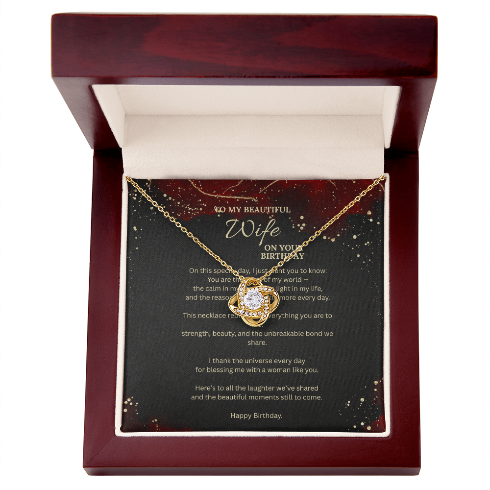 Love Knot Necklace Gift for Wife – Romantic Jewelry Birthday Gift with Message Card