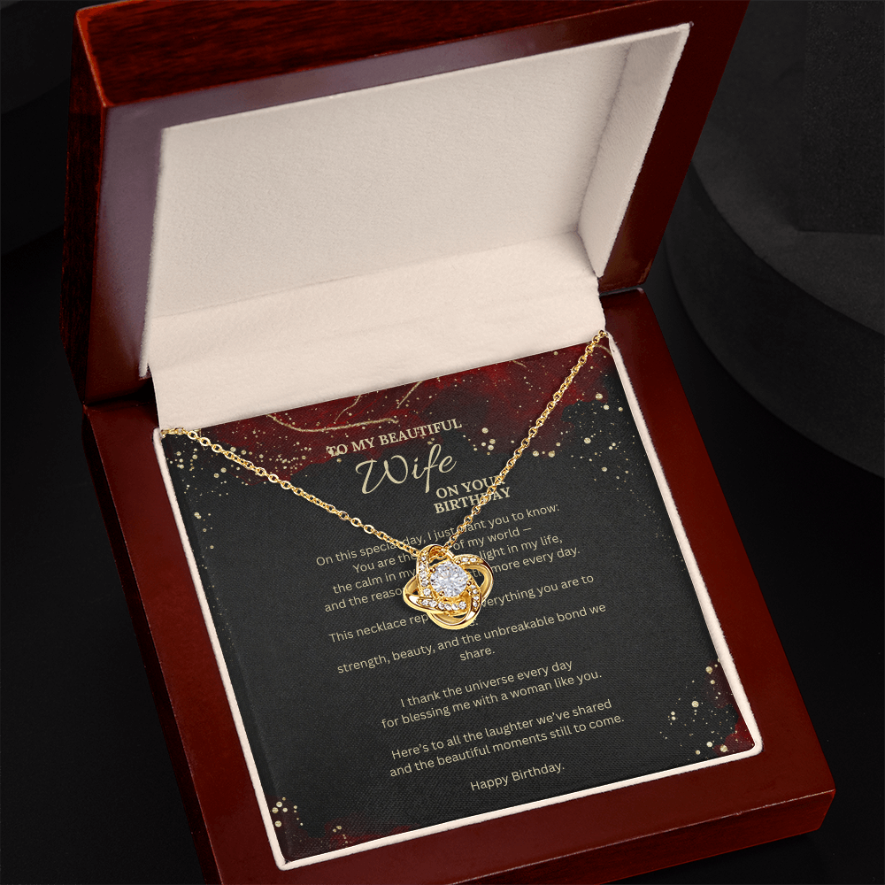 Love Knot Necklace Gift for Wife – Romantic Jewelry Birthday Gift with Message Card