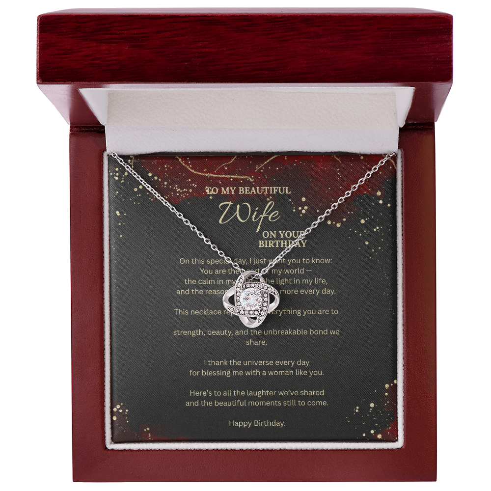 Love Knot Necklace Gift for Wife – Romantic Jewelry Birthday Gift with Message Card