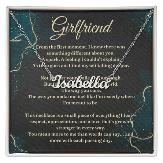 Custom Name Necklace with Gift Card – Personalized Script Pendant, Romantic Gift for Girlfriend