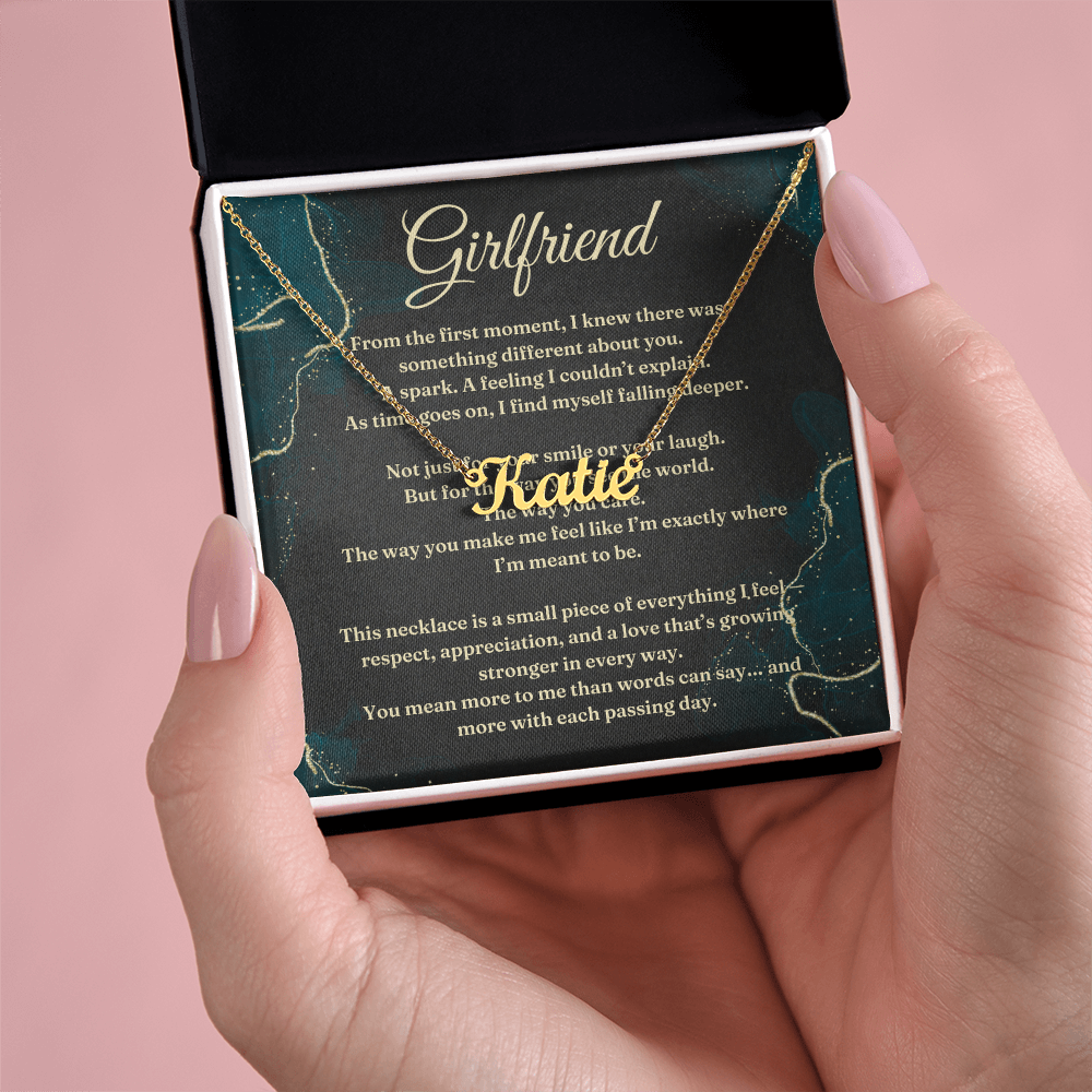 Custom Name Necklace with Gift Card – Personalized Script Pendant, Romantic Gift for Girlfriend