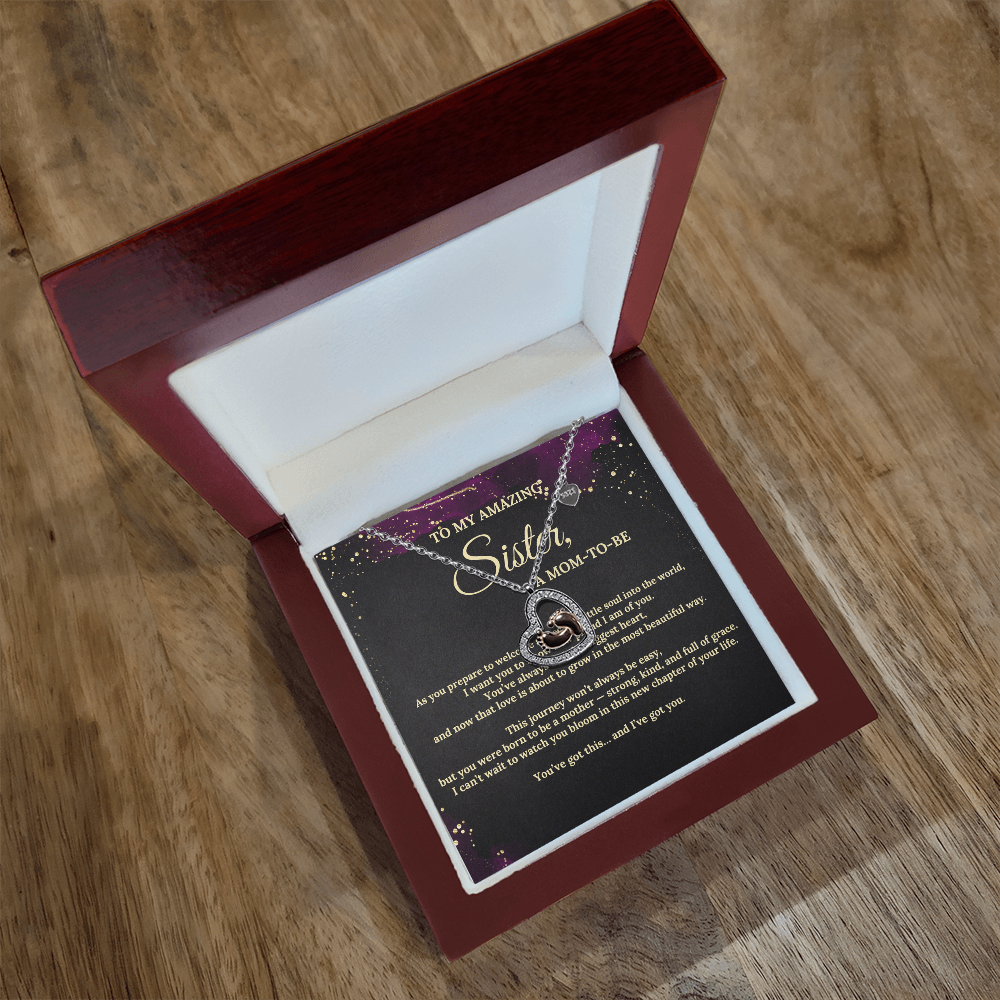 Baby Feet Necklace – Pendant Gift for Sister, New Mom – Sentimental Jewelry with Message Card