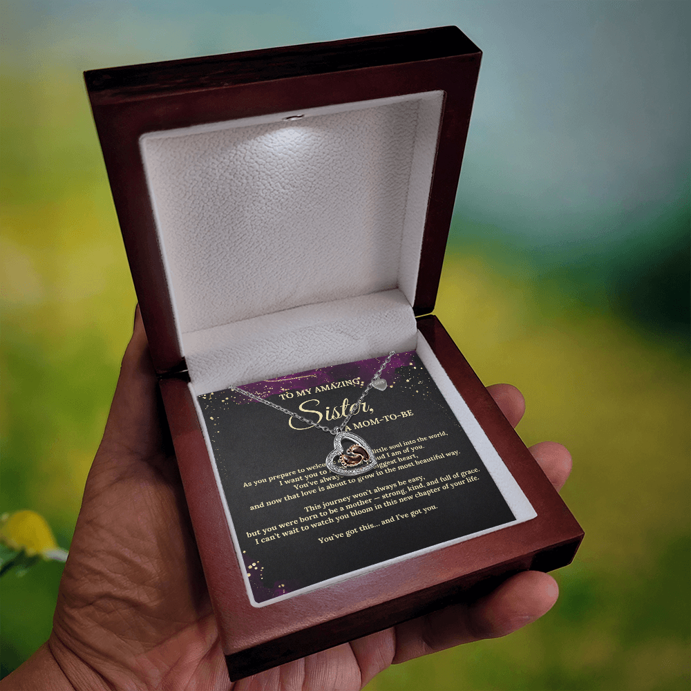 Baby Feet Necklace – Pendant Gift for Sister, New Mom – Sentimental Jewelry with Message Card