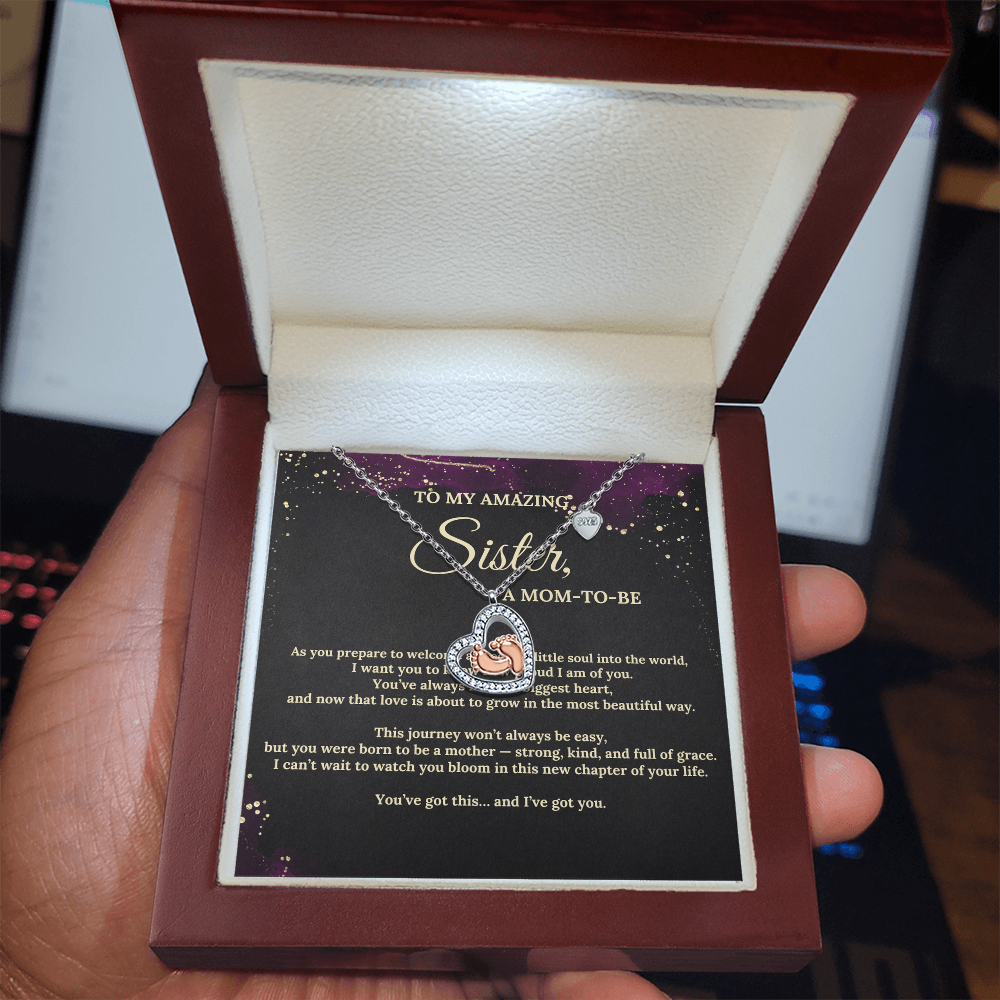 Baby Feet Necklace – Pendant Gift for Sister, New Mom – Sentimental Jewelry with Message Card