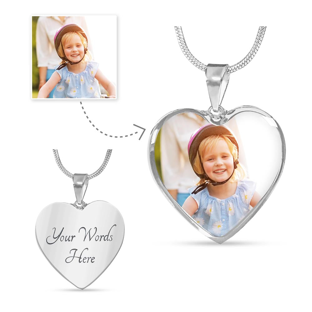 Custom Photo Heart Necklace with Engraving – Personalized Gift for Her, Memorial, Anniversary, Birthday