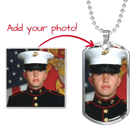 Buyer Upload Dog Tag Necklace with Engraving, Personalized Gift for Him or Her, Memorial Pendant, Custom Picture Necklace