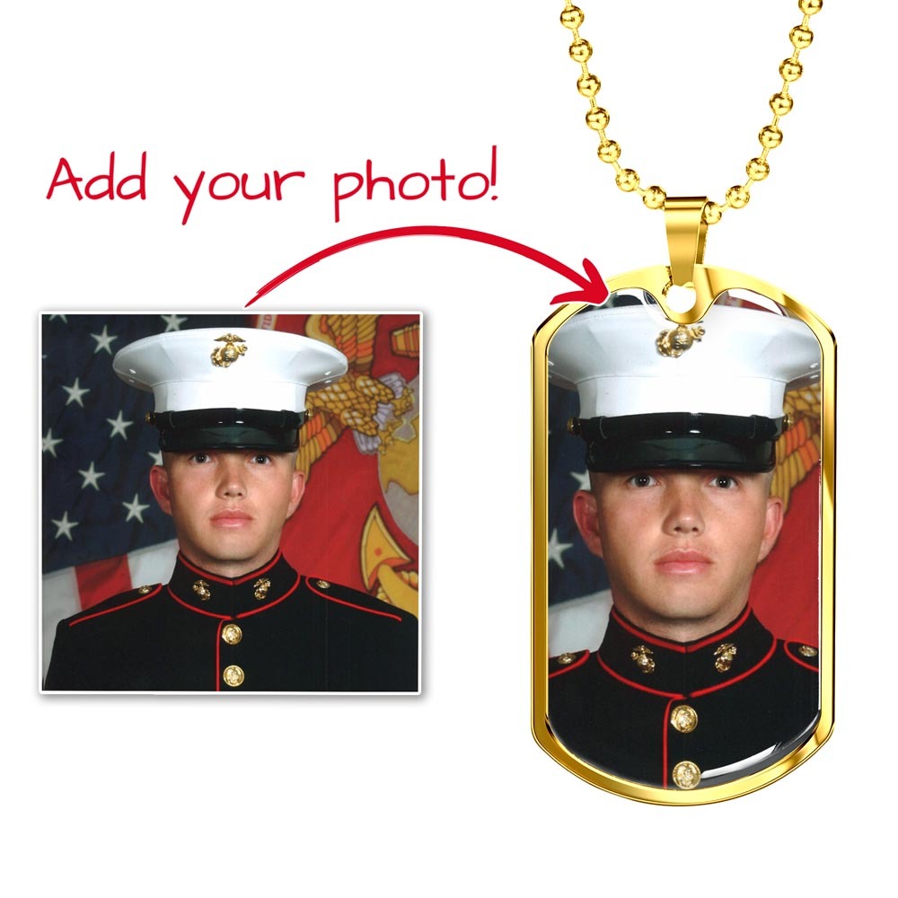 Buyer Upload Dog Tag Necklace with Engraving, Personalized Gift for Him or Her, Memorial Pendant, Custom Picture Necklace