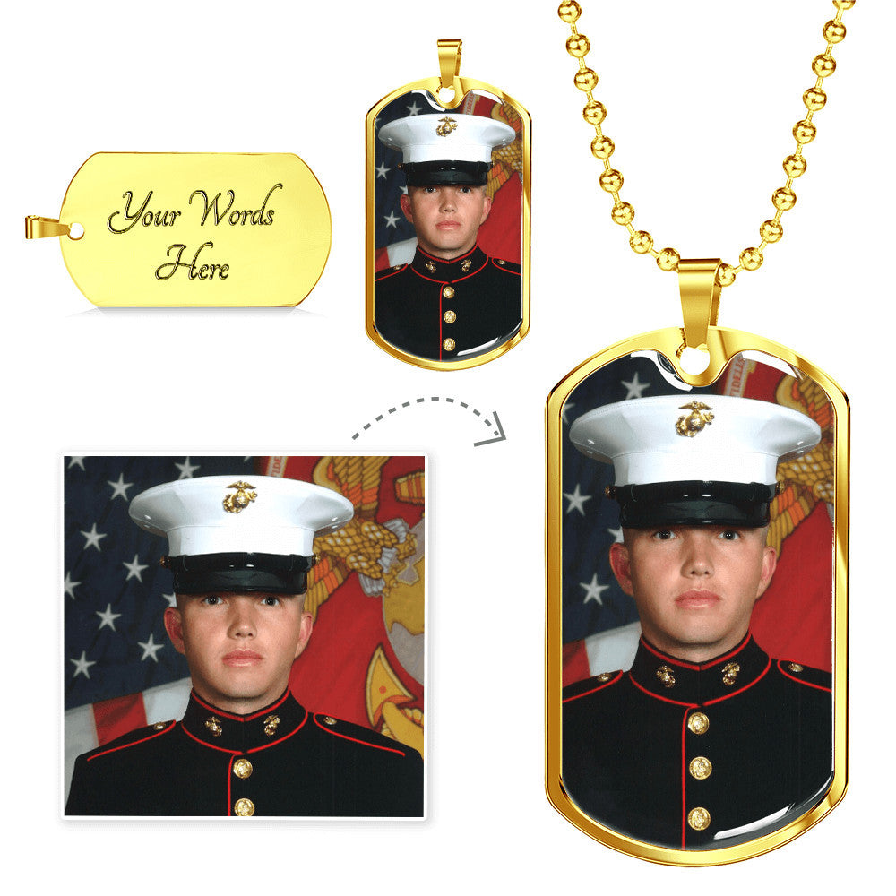 Buyer Upload Dog Tag Necklace with Engraving, Personalized Gift for Him or Her, Memorial Pendant, Custom Picture Necklace